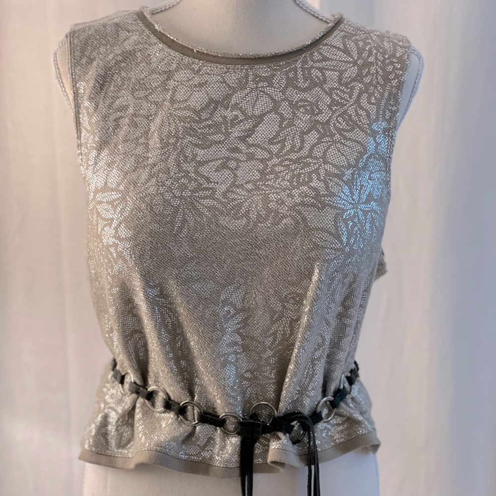 Free People metallic top, size 12,  button back detail, can wear backwards